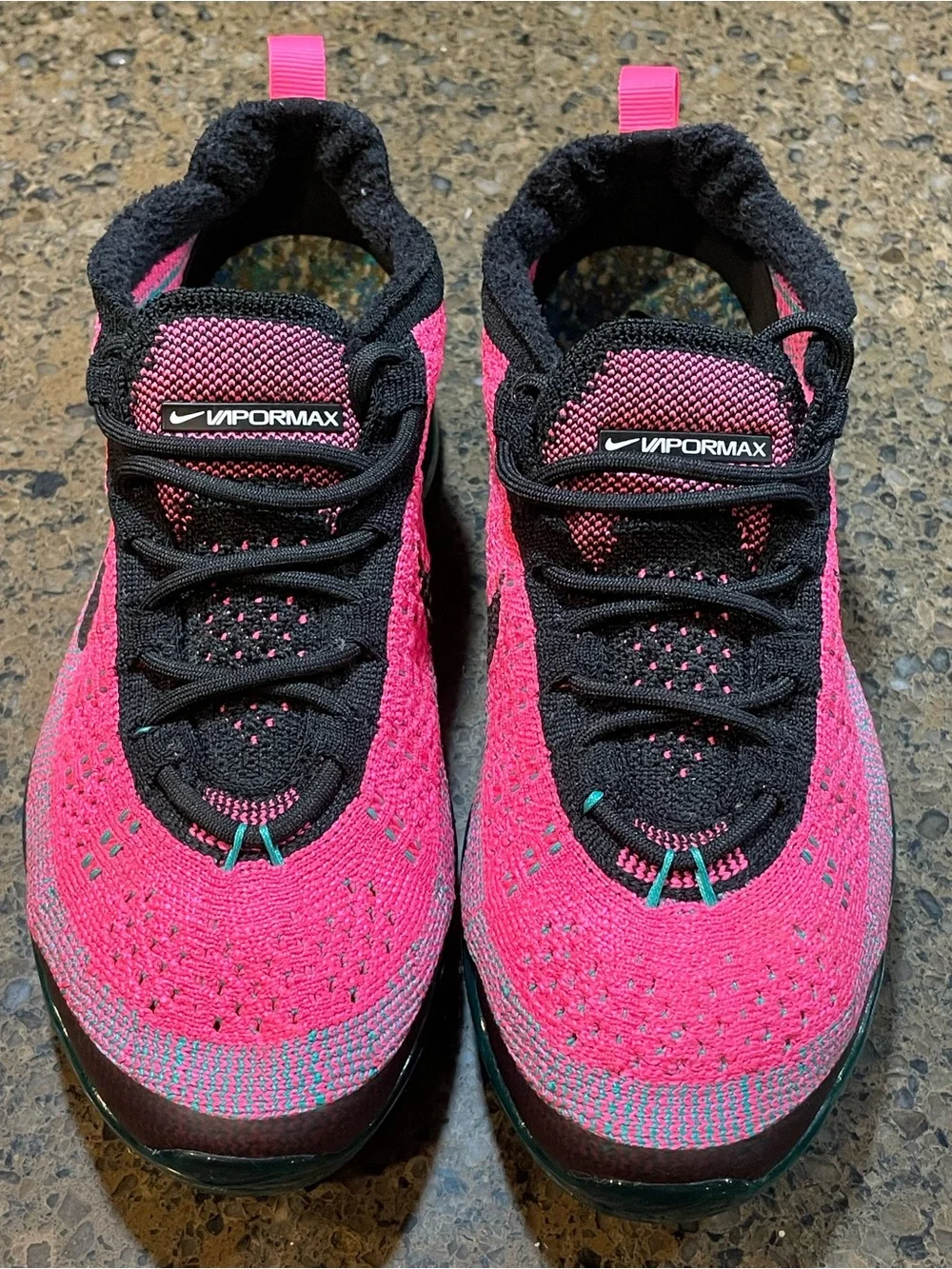 🔥 Nike Air VaporMax Flyknit Athletic Shoe Miami Nights Women’s Sz 6 Pink Teal